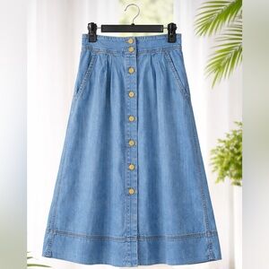 GAP A-Line Denim Skirt with Button Detail